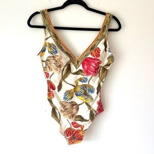 Gottex One Piece Floral Swimsuit Tulip Hawaiian Tropical Beach Resort Vacation